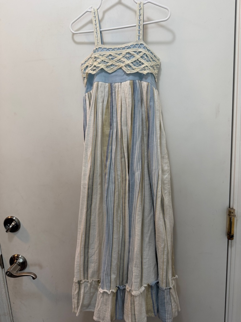 Well Dressed Wolf Light Blue and Cream Striped Girls Maxi Dress